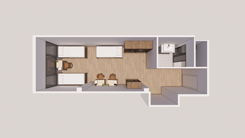 Floor plan for studio, 1 bath